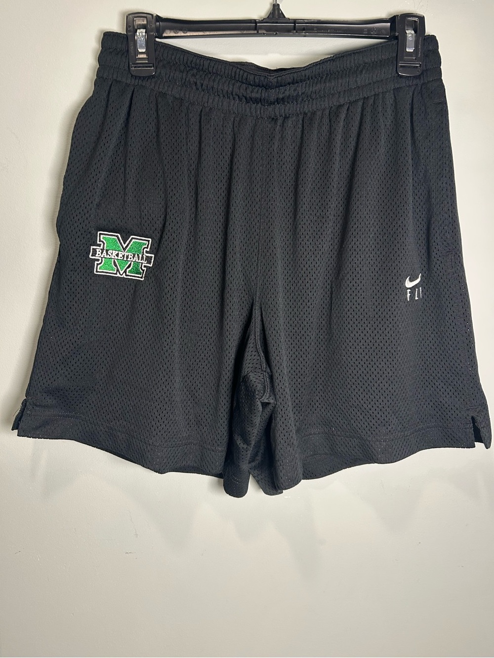 Nike Fly Marshall University Black Mesh Basketball Shorts L Thundering Herd